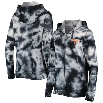 San Francisco Giants New Era Women's Tie-Dye Full-Zip Hoodie - Black