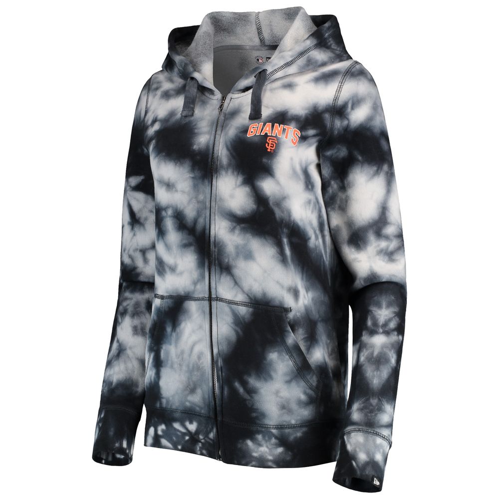 Women's New Era Black San Francisco Giants Tie-Dye Full-Zip Hoodie