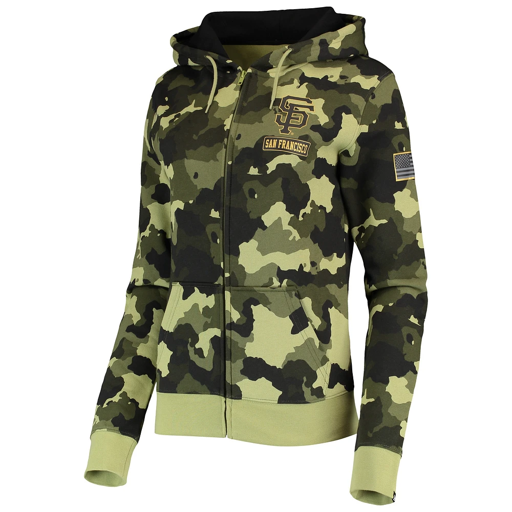 Women's New Era Green San Francisco Giants 2022 MLB Armed Forces Day Camo Full-Zip Hoodie