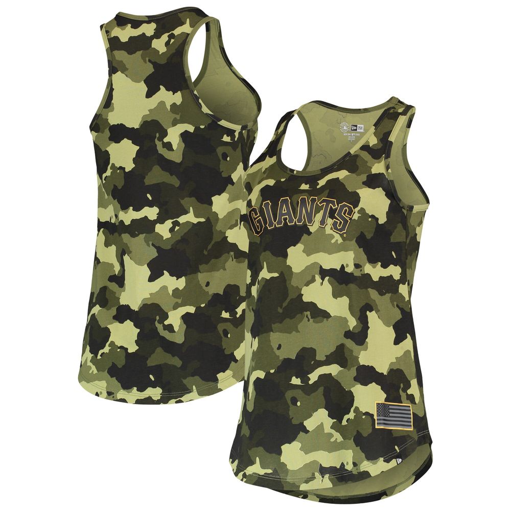 Women's New Era Green San Francisco Giants 2022 MLB Armed Forces Day Camo Racerback Tank Top