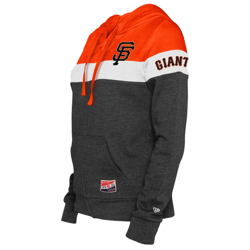 Veste à capuche entièrement zippée pour femme San Francisco Giants colorblock New Era Heather Black