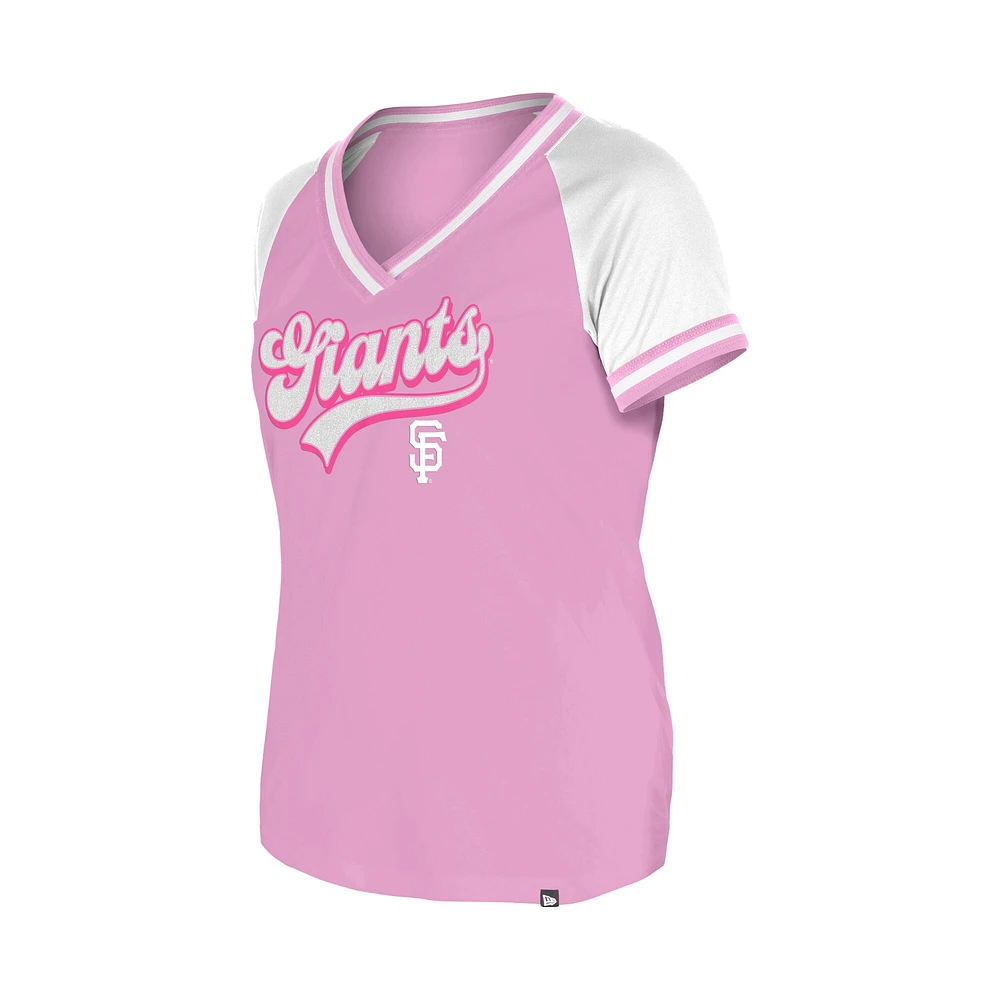 Women's New Era Light Pink San Francisco Giants Gameday V-Neck T-Shirt