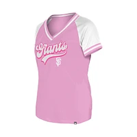 Women's New Era Light Pink San Francisco Giants Gameday V-Neck T-Shirt