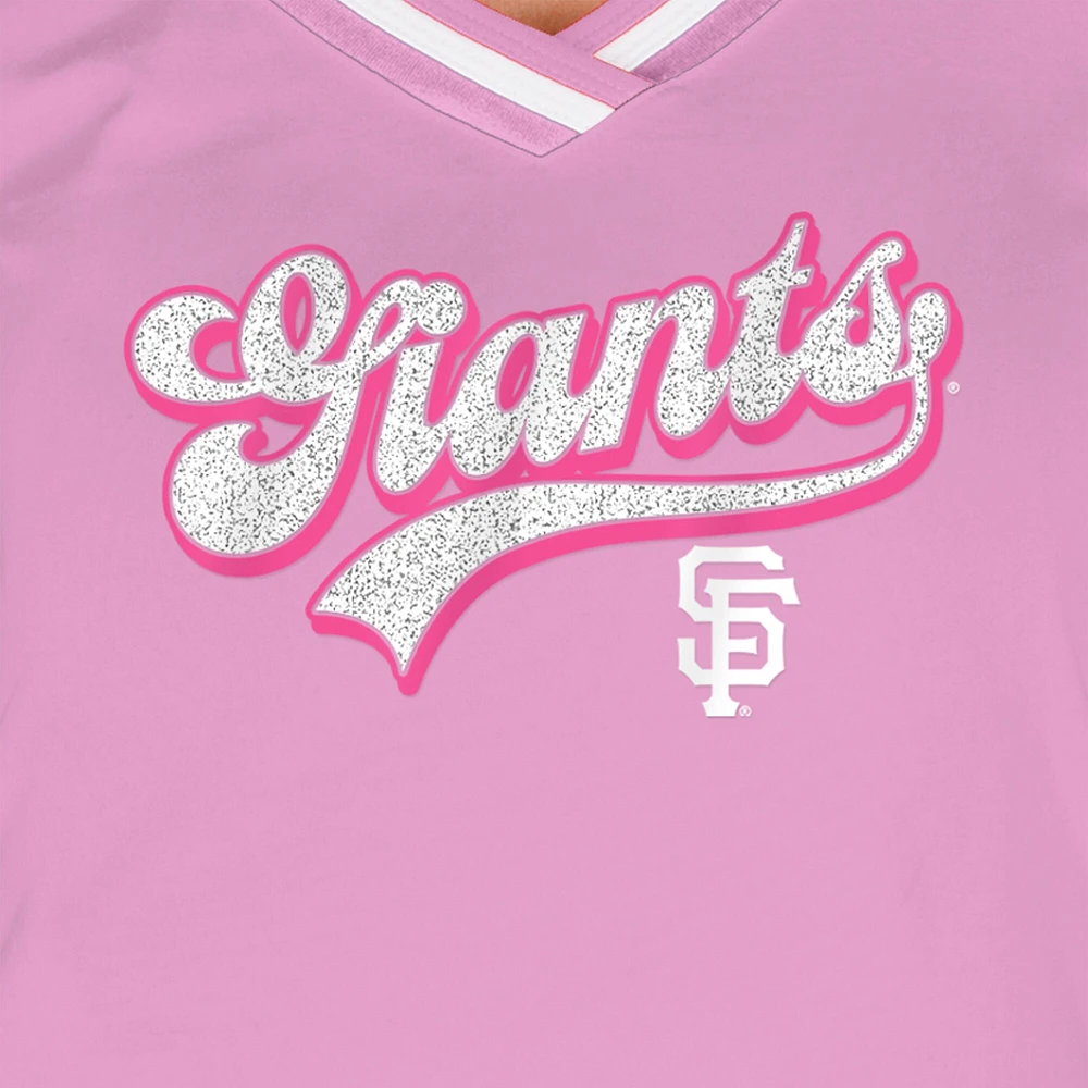 Women's New Era Light Pink San Francisco Giants Gameday V-Neck T-Shirt