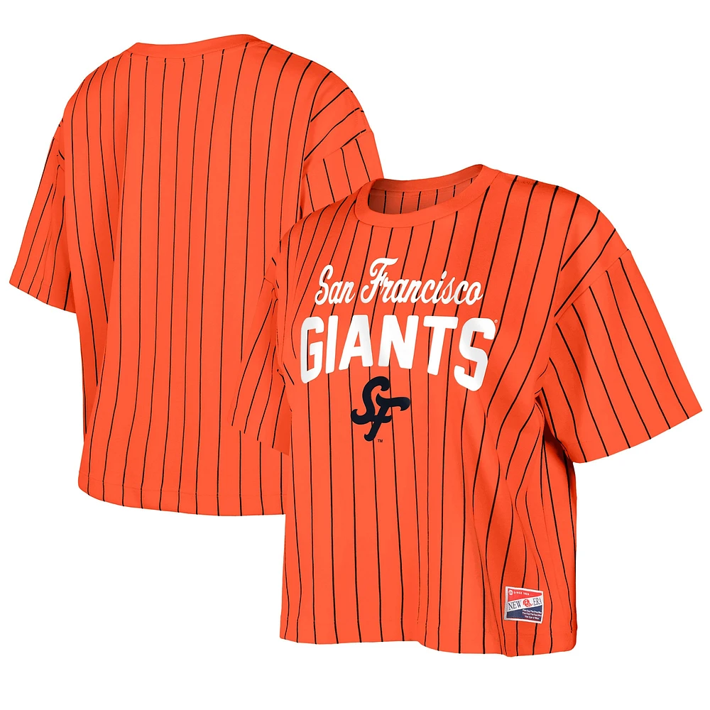Women's New Era  Orange San Francisco Giants 2025 City Connect Boxy Pinstripe T-Shirt
