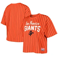 Women's New Era  Orange San Francisco Giants 2025 City Connect Boxy Pinstripe T-Shirt