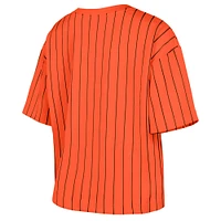 Women's New Era  Orange San Francisco Giants 2025 City Connect Boxy Pinstripe T-Shirt
