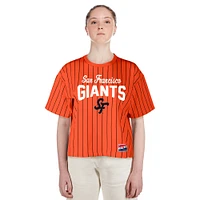 Women's New Era  Orange San Francisco Giants 2025 City Connect Boxy Pinstripe T-Shirt