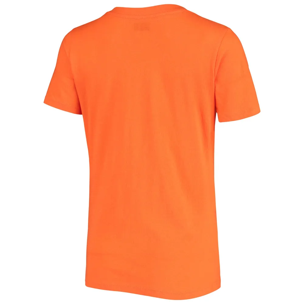 T-shirt à encolure en V cercle d'entraînement printanier des Giants de San Francisco orange New Era pour femme