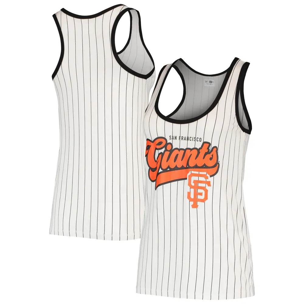 New Era White/Black Colorado Rockies Pinstripe Scoop Neck Tank Top