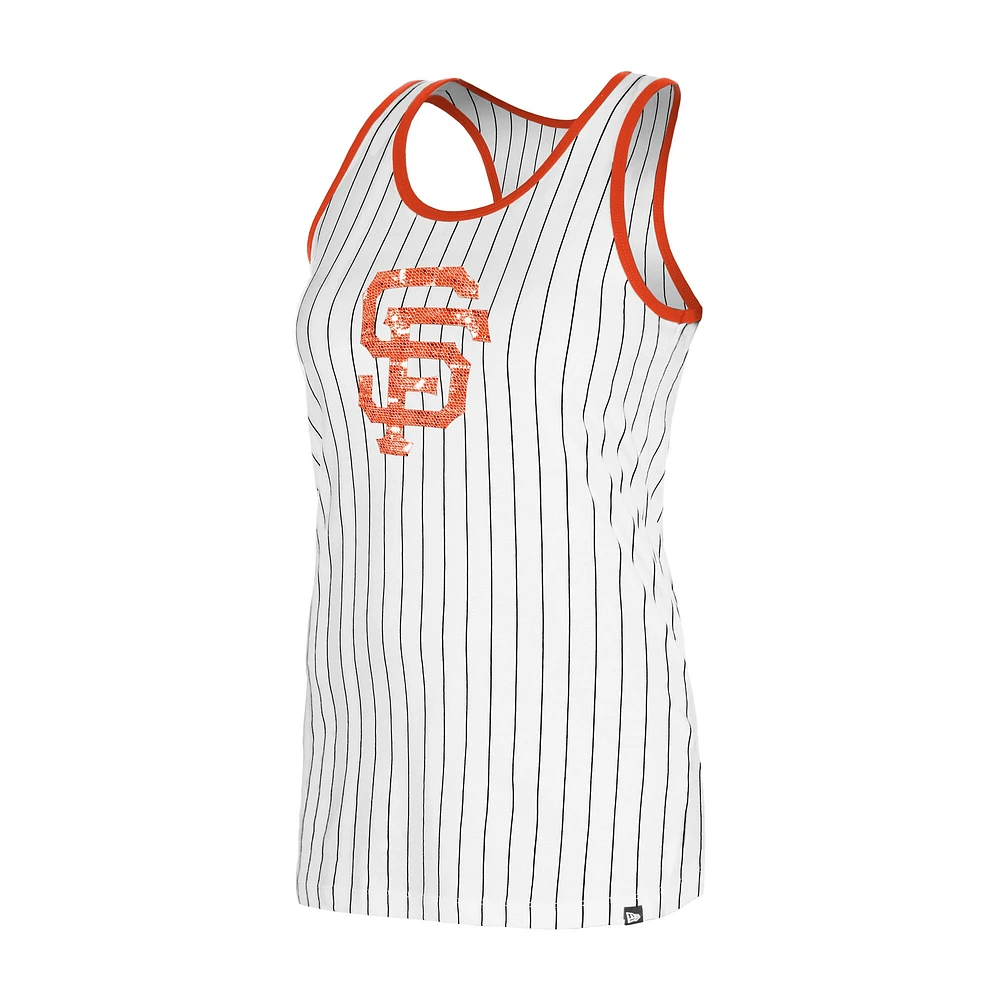 Women's New Era White San Francisco Giants Gameday Pinstripe Tank Top