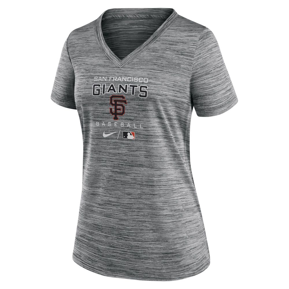 Women's Nike Anthracite San Francisco Giants Authentic Collection Velocity Performance V-Neck T-Shirt