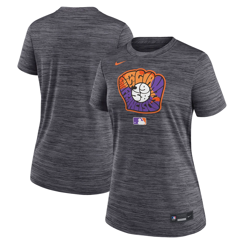 Women's Nike Black San Francisco Giants 2025 City Connect Authentic Collection Velocity Performance T-Shirt