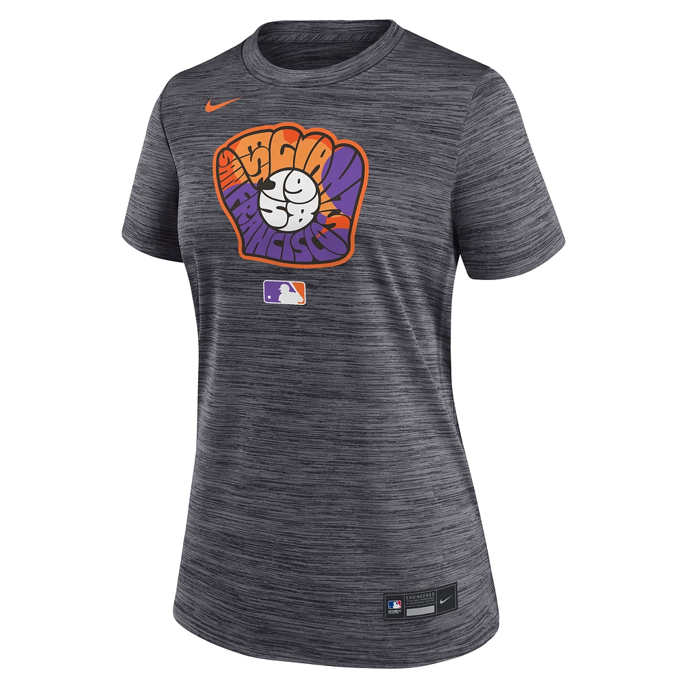Women's Nike Black San Francisco Giants 2025 City Connect Authentic Collection Velocity Performance T-Shirt