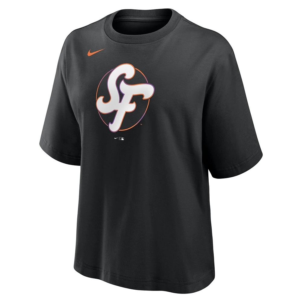 Women's Nike  Black San Francisco Giants 2025 City Connect Logo Boxy T-Shirt