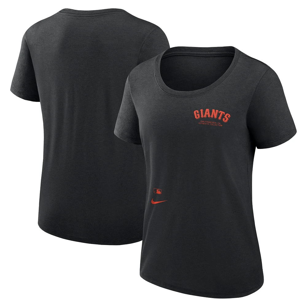 T-shirt Nike noir à encolure dégagée pour femme des Giants de San Francisco Authentic Collection Performance