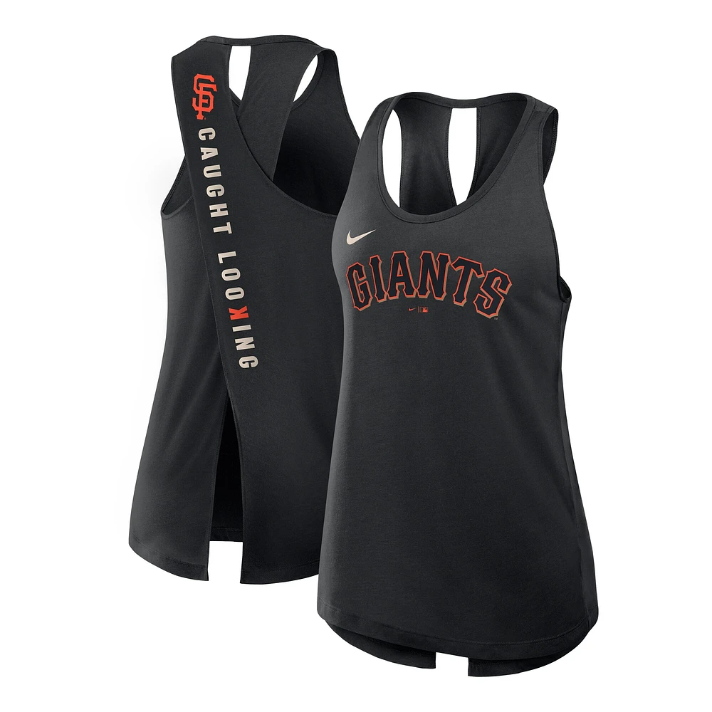 Débardeur Nike Crisscross Performance noir pour femme des San Francisco Giants