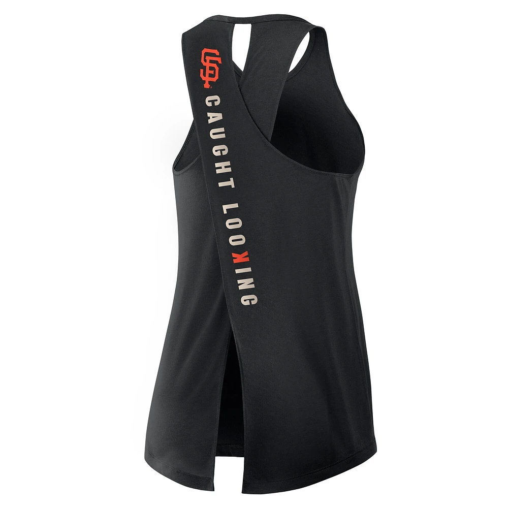 Débardeur Nike Crisscross Performance noir pour femme des San Francisco Giants