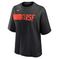 T-shirt Nike noir Knockout Boxy pour femme des Giants de San Francisco