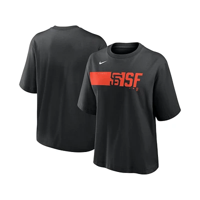 T-shirt Nike noir Knockout Boxy pour femme des Giants de San Francisco