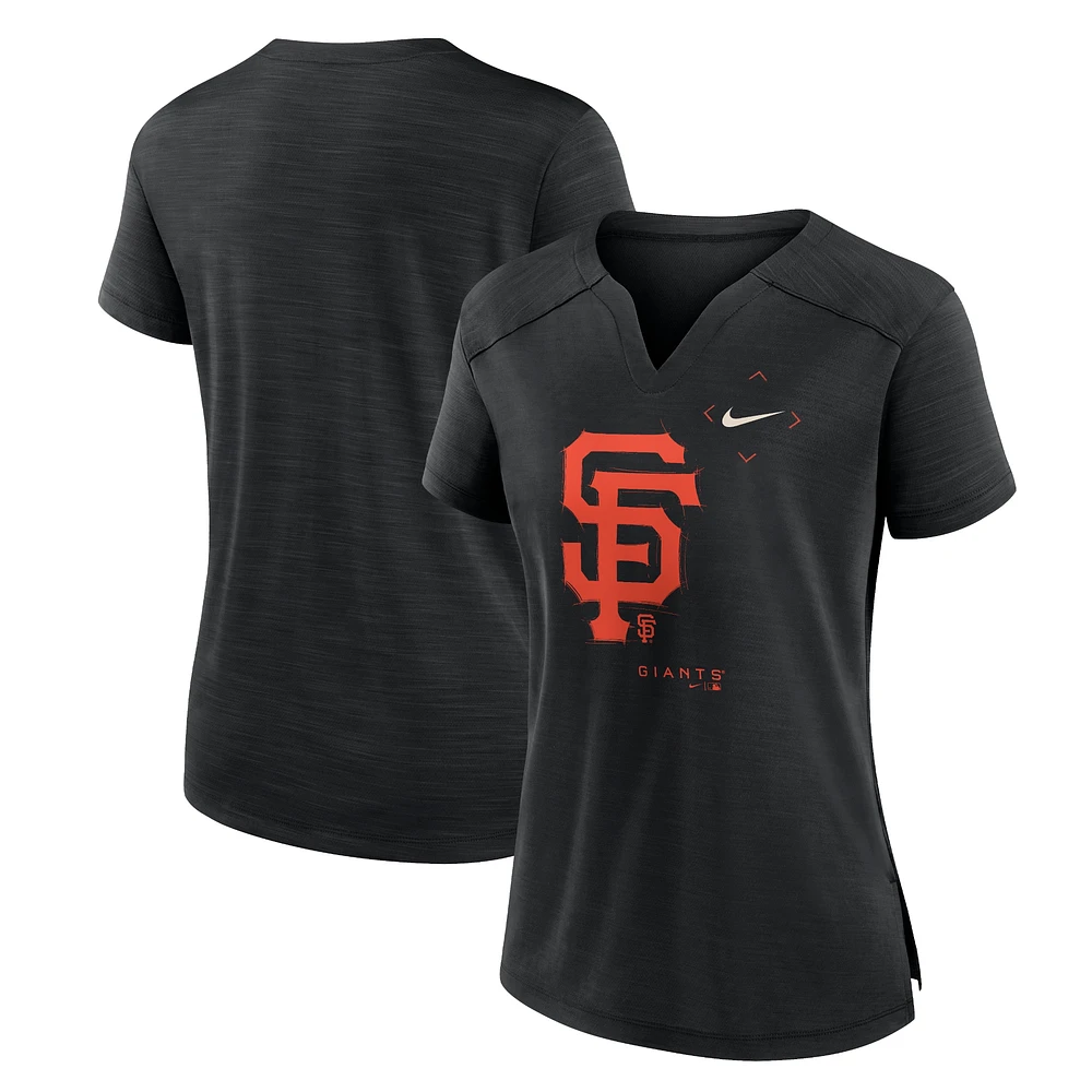 T-shirt à col cranté Nike San Francisco Giants Pure Pride pour femme, noir