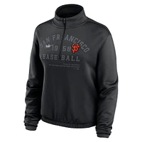 Sweat-shirt semi-court à demi-zip et ourlet bulle Nike pour femmes, noir, San Francisco Giants Rewind Splice