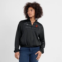 Sweat-shirt semi-court à demi-zip et ourlet bulle Nike pour femmes, noir, San Francisco Giants Rewind Splice