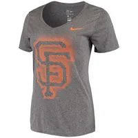 T-shirt à col en V Nike Charcoal San Francisco Giants Fade Legend Performance pour femme