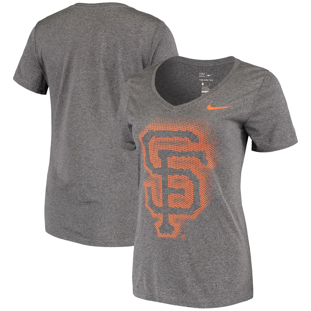 T-shirt à col en V Nike Charcoal San Francisco Giants Fade Legend Performance pour femme