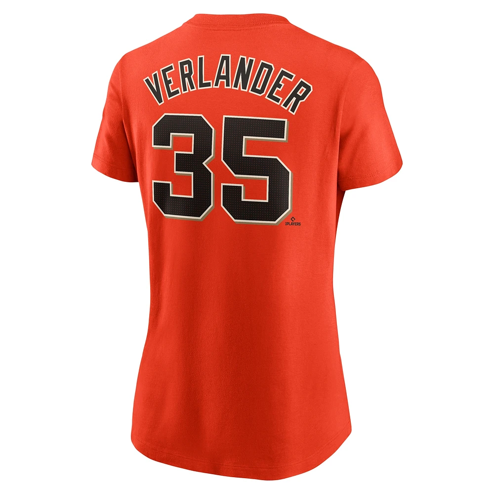 Women's Nike Justin Verlander Orange San Francisco Giants Fuse Name & Number T-Shirt