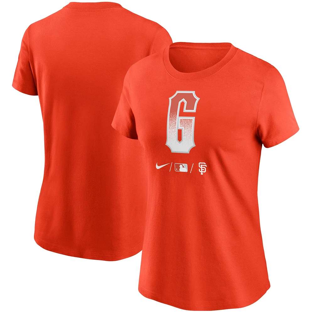 T-shirt Nike orange avec logo San Francisco Giants City Connect pour femme