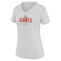 T-shirt à col en V Nike blanc San Francisco Giants City Connect Velocity Practice Performance pour femme