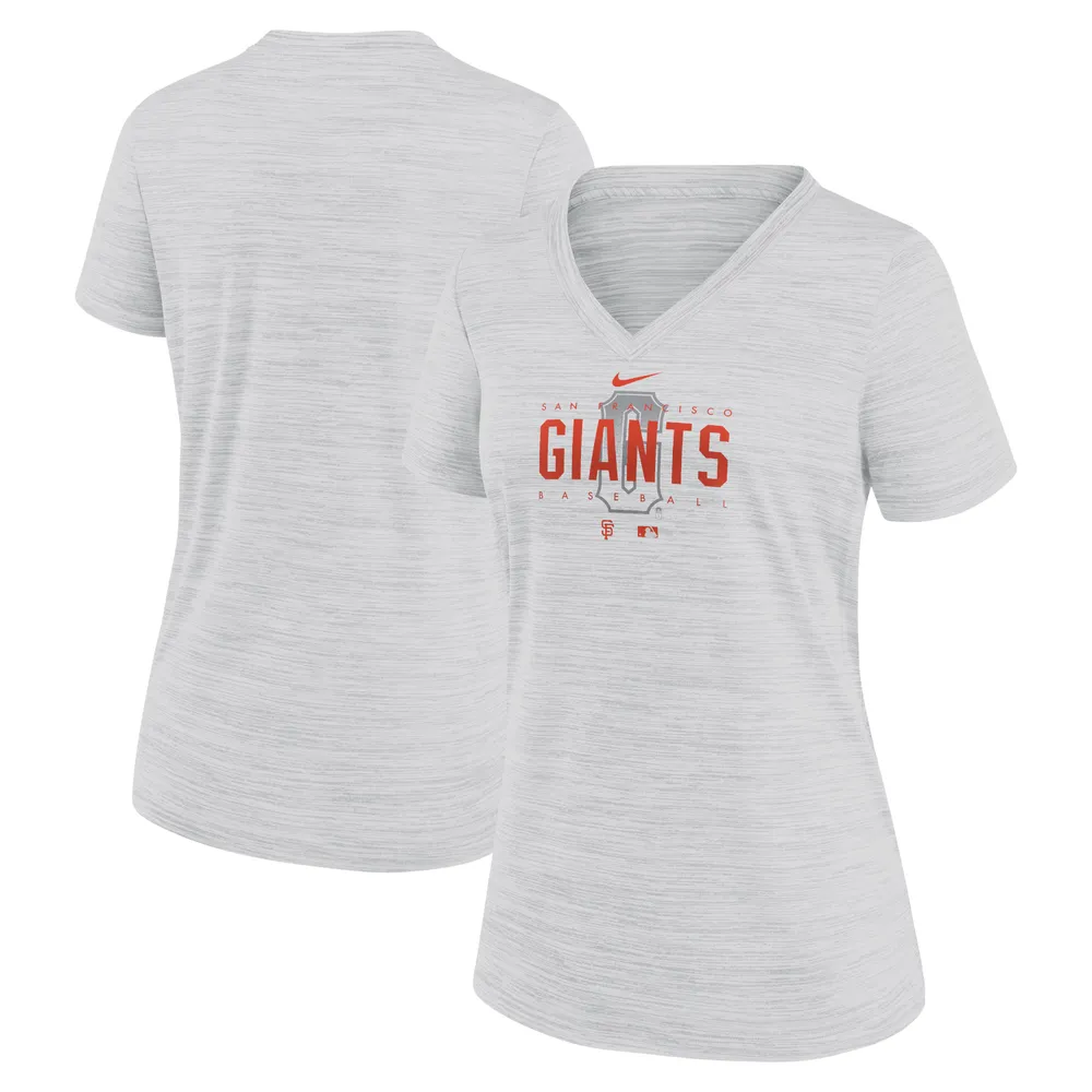 T-shirt à col en V Nike blanc San Francisco Giants City Connect Velocity Practice Performance pour femme