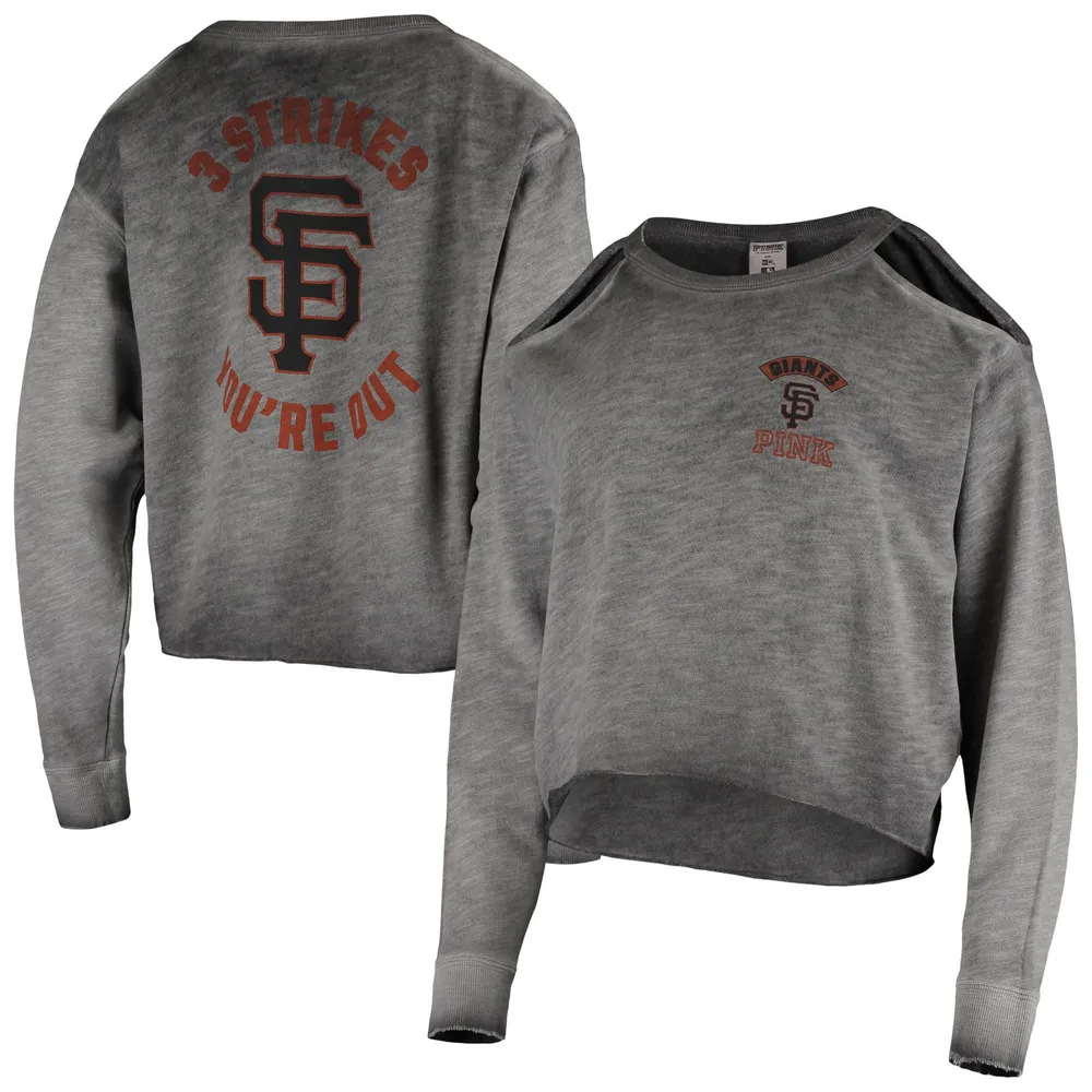 Lids San Francisco Giants PINK by Victoria's Secret Women's Three Strikes  Cropped Cold Shoulder Long Sleeve T-Shirt - Gray