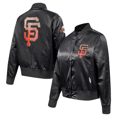 Veste à boutons-pression en satin strass noir Pro Standard pour femme des San Francisco Giants