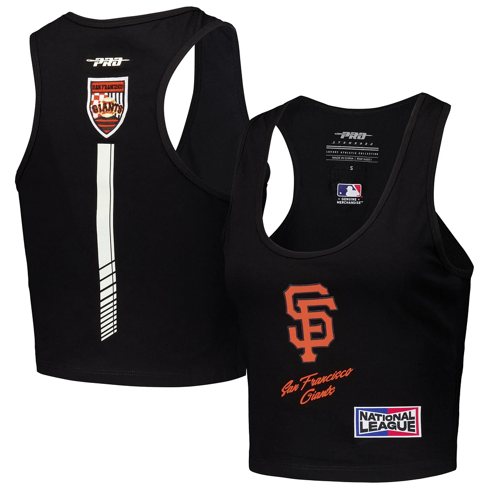 Women's Pro Standard Black San Francisco Giants Fast Lane Fitted Tri-Blend Cropped Tank Top