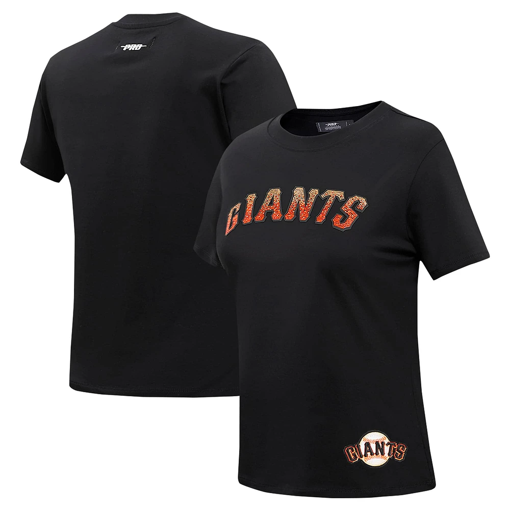 Women's Pro Standard  Black San Francisco Giants Rhinestone Slim Fit T-Shirt