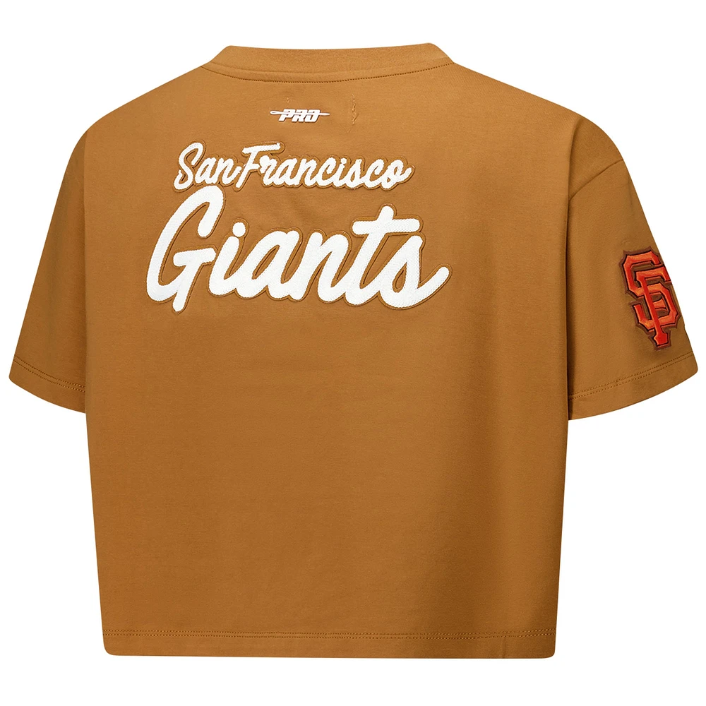 Women's Pro Standard Brown San Francisco Giants Paint The City Cropped Boxy T-Shirt