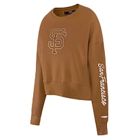 Women's Pro Standard Brown San Francisco Giants Paint The City Pullover Cropped Sweatshirt