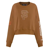 Women's Pro Standard Brown San Francisco Giants Paint The City Pullover Cropped Sweatshirt