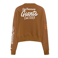 Women's Pro Standard Brown San Francisco Giants Paint The City Pullover Cropped Sweatshirt