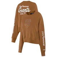 Women's Pro Standard Brown San Francisco Giants Paint The City Pullover Cropped Sweatshirt