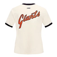 Women's Pro Standard Cream San Francisco Giants Retro Classic Ringer T-Shirt