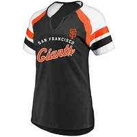 T-shirt à encoche arquée noir pour femme avec profil des Giants de San Francisco