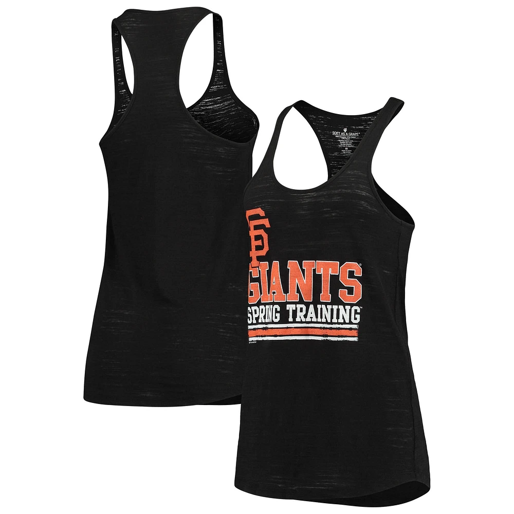 Women's Soft as a Grape Black San Francisco Giants 2019 Spring Training Stacked Logo Tri-Blend Racerback Tank Top