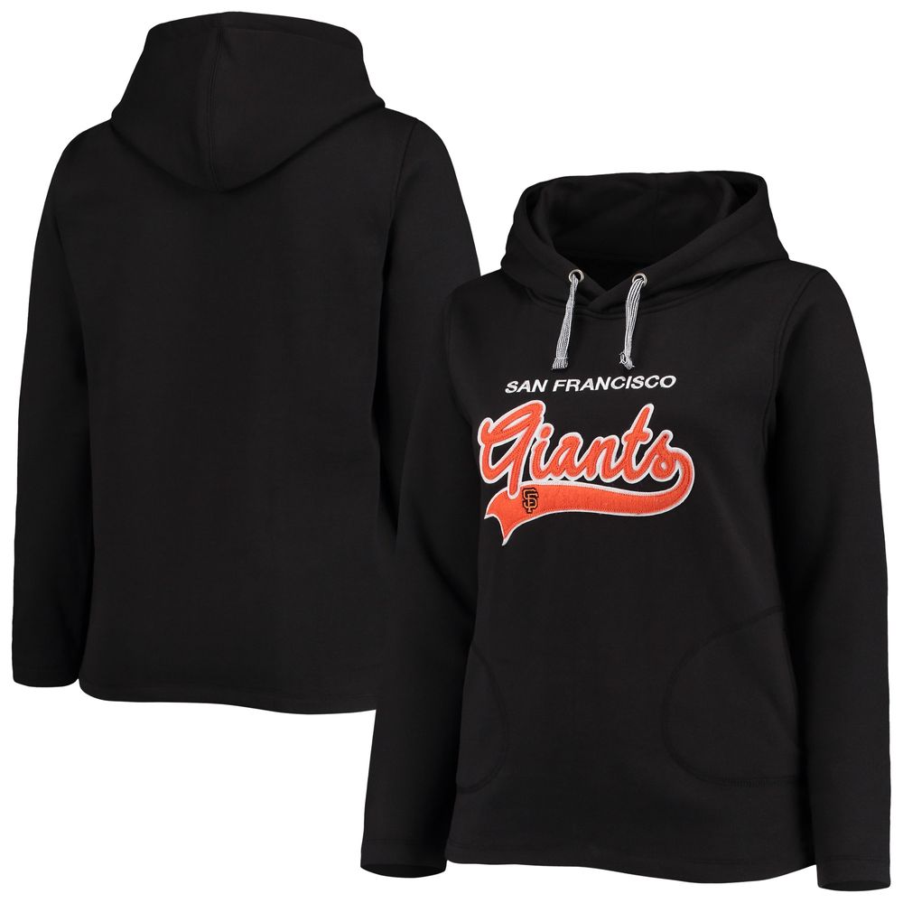 Women's Soft as a Grape Black San Francisco Giants Plus Side Split Pullover Hoodie