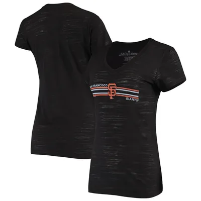 San Francisco Giants Soft as a Grape Women's Stripe Logo Slub Tri-Blend V-Neck T-Shirt - Black