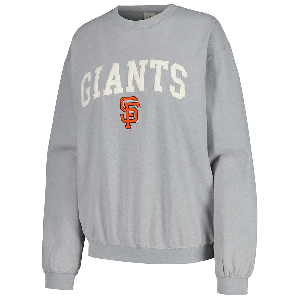 Women's Soft as a Grape Gray San Francisco Giants Pigment Dye Pullover Sweatshirt