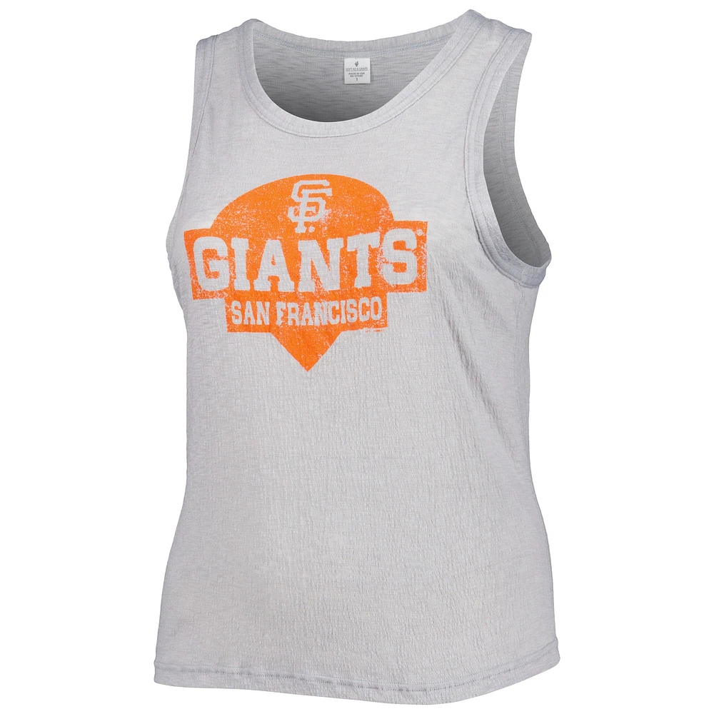 Women's Soft as a Grape Gray San Francisco Giants Plus High Neck Tri-Blend Tank Top