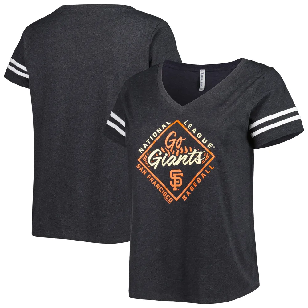 Lids San Francisco Giants Soft as a Grape Women's Plus V-Neck Jersey T-Shirt  - Gray
